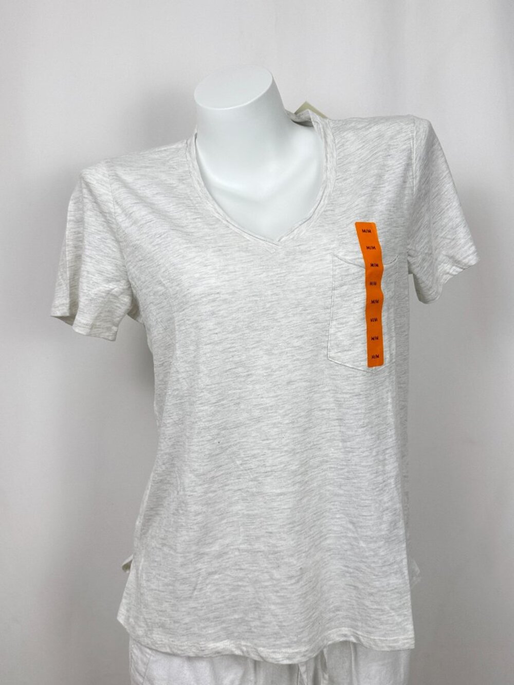 🔥4 for $20🔥George Womens Heather Light Grey Pocket V-Neck T-Shirt M